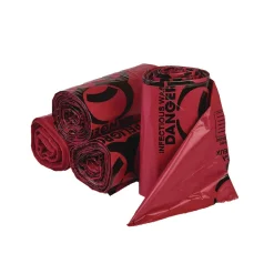 Inteplast Group 10 gal. 1.3 mil 24 in. x 23 in. Institutional Low-Density Can Liners - Red (25 Bags/Roll, 10 Rolls/Carton)