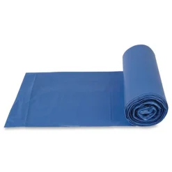 Inteplast Group 33 Gallon 14 mic 30 in. x 43 in. Interleaved Roll High-Density Commercial Can Liners - Blue (250/Carton)