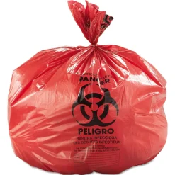 Inteplast Group WSL4046R Low-Density 45 Gallon 40 in. x 46 in. Commercial Can Liners - Red (100/Carton)