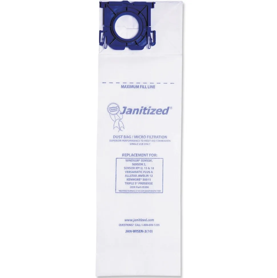 Janitized Vacuum Filter Bags Designed to Fit Windsor Sensor S/S2/XP/Versamatic Plus (100/Carton)