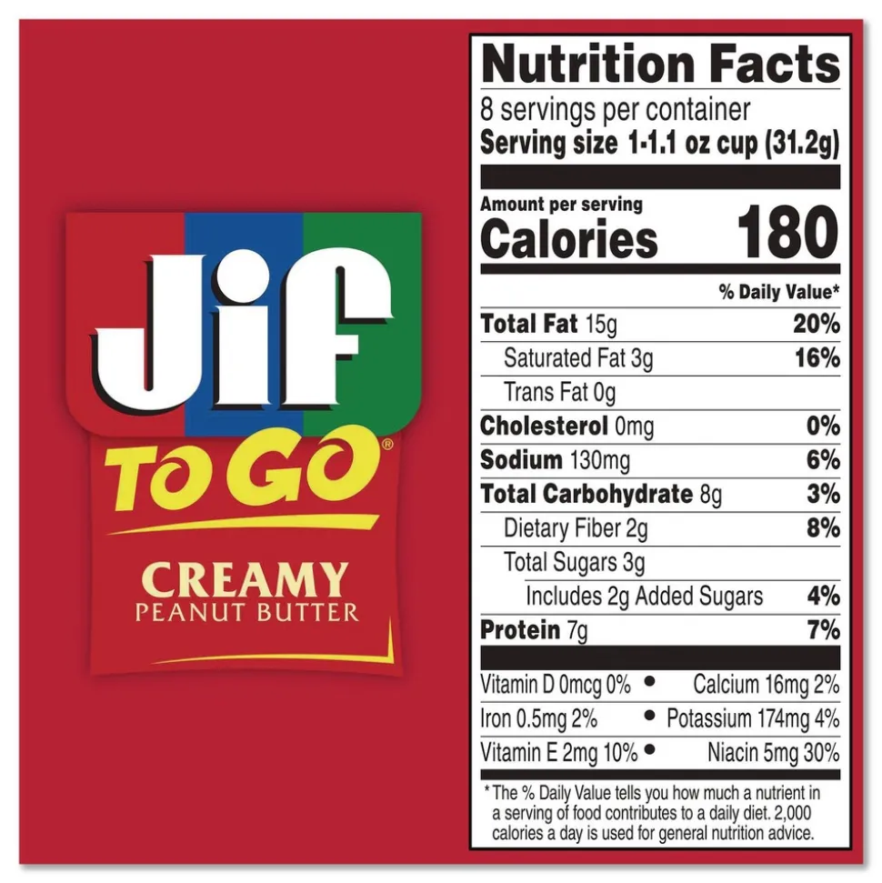 Jif 1.1 oz Creamy Peanut Butter Cups (8/Box)