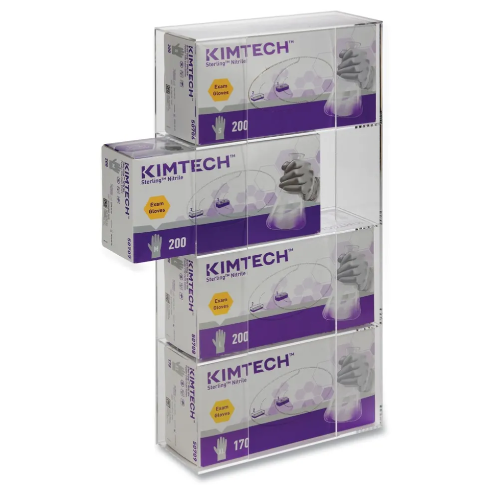 Kantek 10.5 in. x 4 in. x 21.25 in. Quad Glove Dispenser - Clear