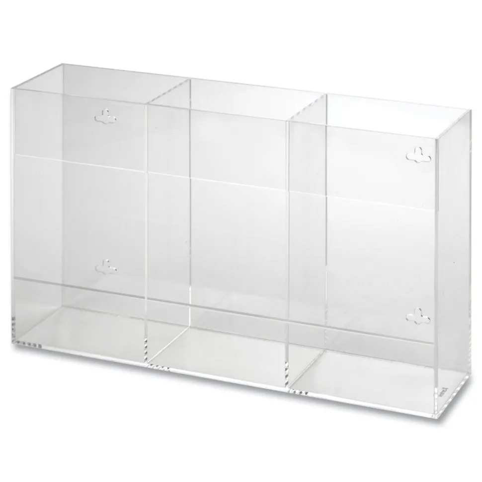 Kantek 10 in. x 4 in. x 16 in. Triple Glove Dispenser - Clear