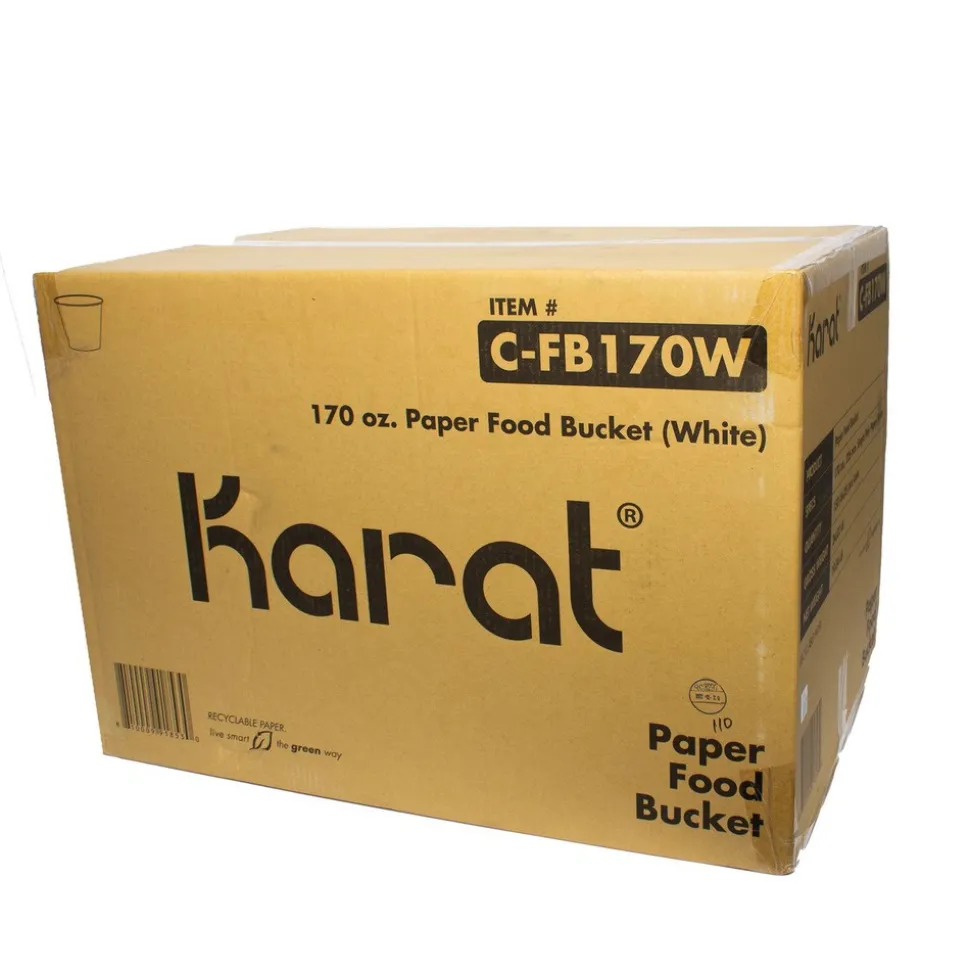 Karat 8.9 in. x 8.36 in. 170 oz. Paper Food Bucket - White (150/Carton)