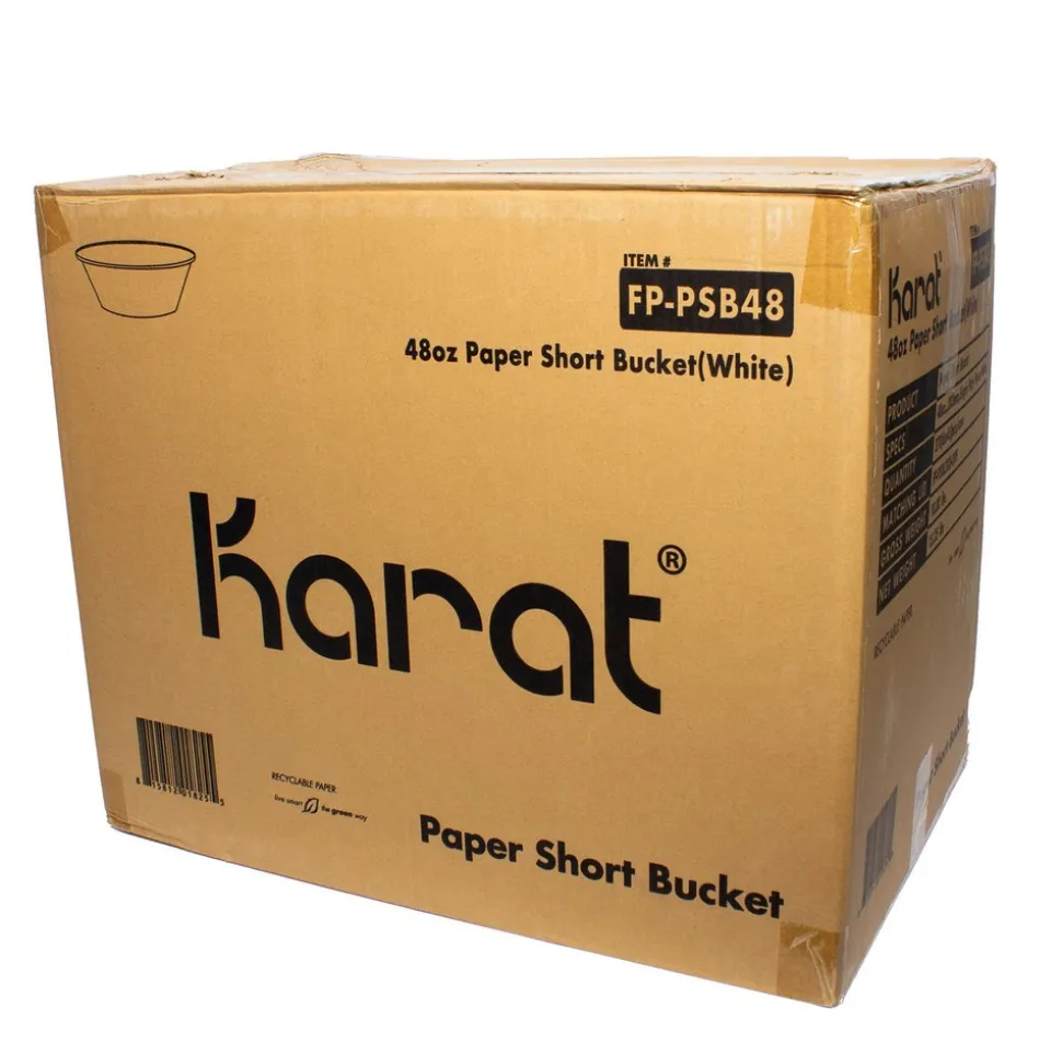 Karat 7.99 in. x 2.4 in. 48 oz. Paper Food Bucket - White (270/Carton)