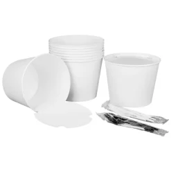 Karat 8.46 in. x 6.6 in. 130 oz. Paper Food Bucket with Lid - White (150/Carton)