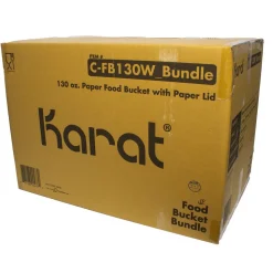 Karat 8.46 in. x 6.6 in. 130 oz. Paper Food Bucket with Lid - White (150/Carton)