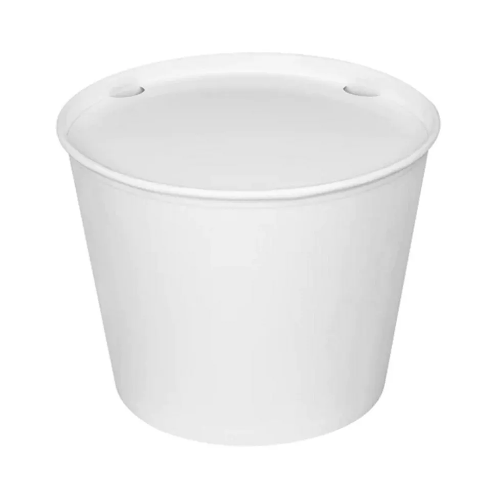 Karat 8.46 in. x 6.6 in. 130 oz. Paper Food Bucket with Lid - White (150/Carton)