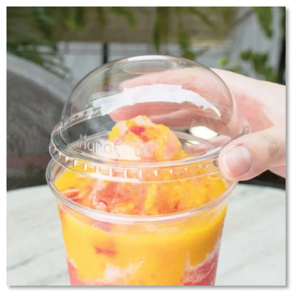 Karat 32 oz. Cold Cup Dome PET Plastic Lids - Clear (500/Carton)
