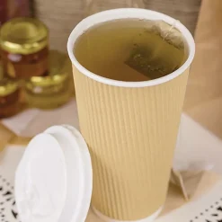 Karat 20 oz Ripple Hot Cups - Kraft/White (500/Carton)