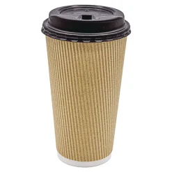 Karat 20 oz Ripple Hot Cups - Kraft/White (500/Carton)