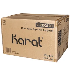 Karat 20 oz Ripple Hot Cups - Kraft/White (500/Carton)