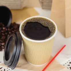 Karat 8 oz Ripple Hot Cups - Kraft/White (500/Carton)