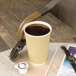 Karat 16 oz Ripple Hot Cups - Kraft/White (500/Carton)