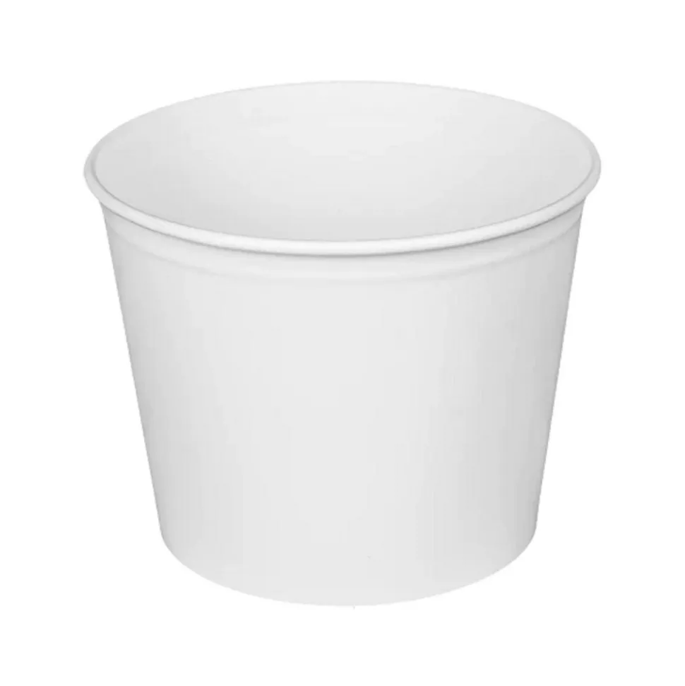 Karat C-FB85W_BUNDLE 7.36 in. Diameter x 6 in. H 85 oz. Paper Food Bucket with Lid - White (180/Carton)
