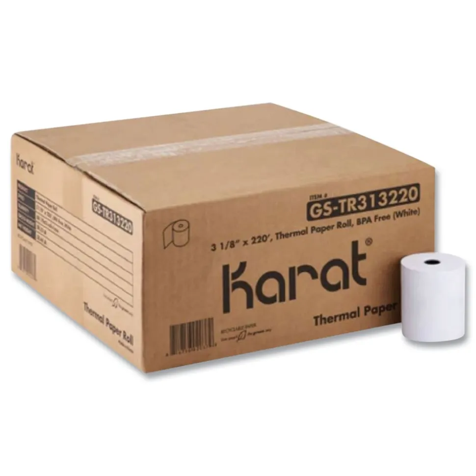 Karat GS-TR313220 3.13 in. x 220 ft. Thermal Paper Rolls - White (50/Carton)