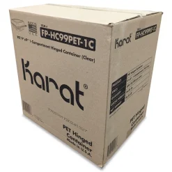 Karat PET Plastic Hinged Container 9 x 9 x 3.6 Clear Plastic 100/Pack 2 Packs/Carton