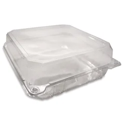 Karat PET Plastic Hinged Container 9 x 9 x 3.6 Clear Plastic 100/Pack 2 Packs/Carton