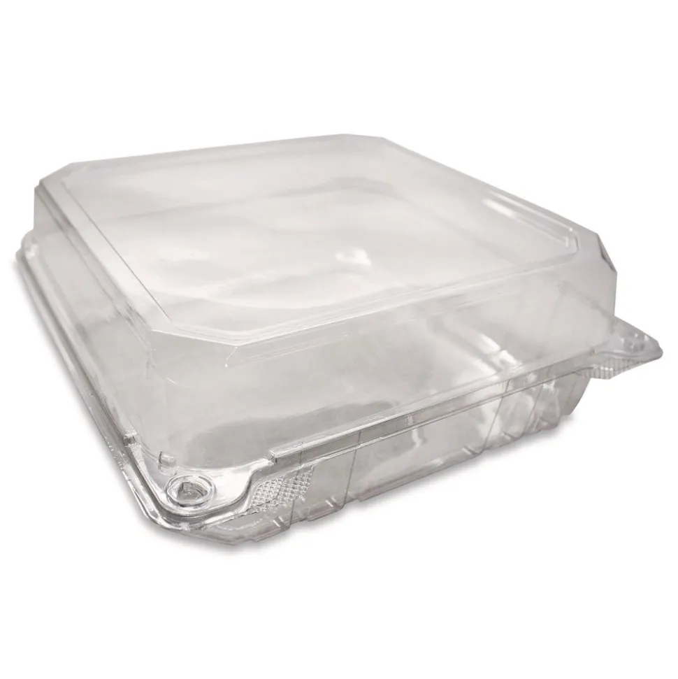 Karat PET Plastic Hinged Container 9 x 9 x 3.6 Clear Plastic 100/Pack 2 Packs/Carton