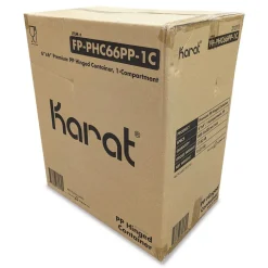 Karat Polypropylene Plastic Hinged Container 6 x 6 x 3 Black/Clear Plastic 50/Pack 6 Packs/Carton