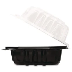 Karat Polypropylene Plastic Hinged Container 6 x 6 x 3 Black/Clear Plastic 50/Pack 6 Packs/Carton