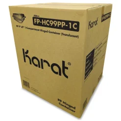 Karat Polypropylene Plastic Hinged Container 9.35 x 9.22 x 3.17 Clear Plastic 50/Pack 4 Packs/Carton