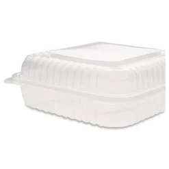 Karat Polypropylene Plastic Hinged Container 9.35 x 9.22 x 3.17 Clear Plastic 50/Pack 4 Packs/Carton