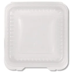 Karat Polypropylene Plastic Hinged Container 9.35 x 9.22 x 3.17 Clear Plastic 50/Pack 4 Packs/Carton
