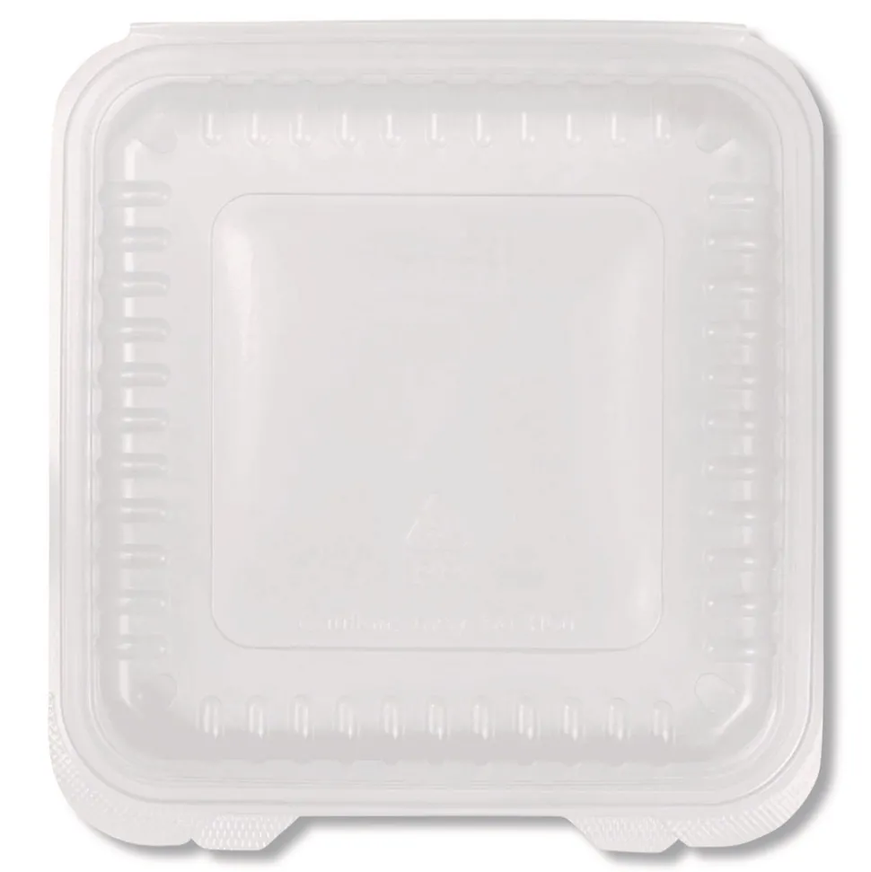 Karat Polypropylene Plastic Hinged Container 9.35 x 9.22 x 3.17 Clear Plastic 50/Pack 4 Packs/Carton