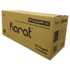 Karat Polypropylene Plastic Hinged Container 6 x 6 x 3.3 Clear Plastic 50/Pack 6 Packs/Carton