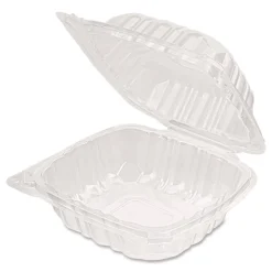 Karat Polypropylene Plastic Hinged Container 6 x 6 x 3.3 Clear Plastic 50/Pack 6 Packs/Carton