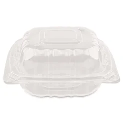 Karat Polypropylene Plastic Hinged Container 6 x 6 x 3.3 Clear Plastic 50/Pack 6 Packs/Carton