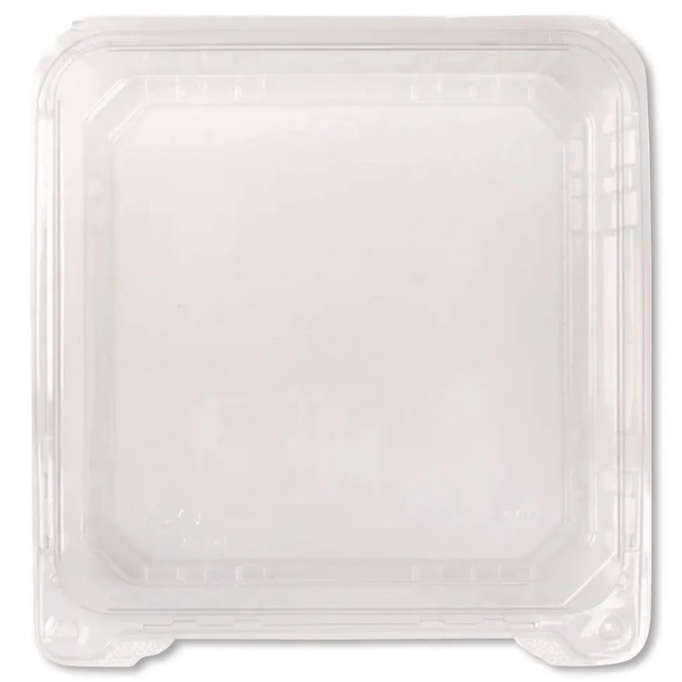 Karat Polypropylene Plastic Hinged Container 6 x 6 x 3.3 Clear Plastic 50/Pack 6 Packs/Carton