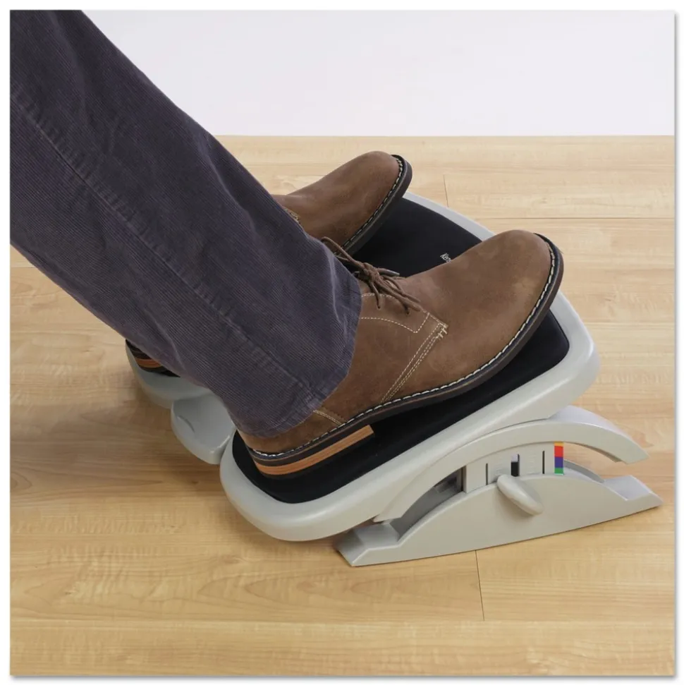 Kensington 21.5 in. x 14 in. x 3.5 in. to 5 in. SoleMate Comfort Footrest with SmartFit System - Gray/Black