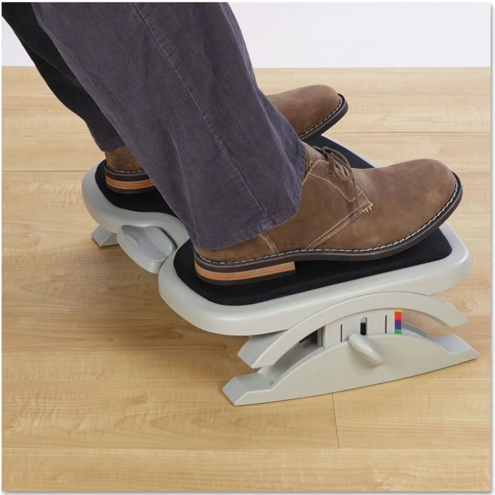 Kensington 21.5 in. x 14 in. x 3.5 in. to 5 in. SoleMate Comfort Footrest with SmartFit System - Gray/Black