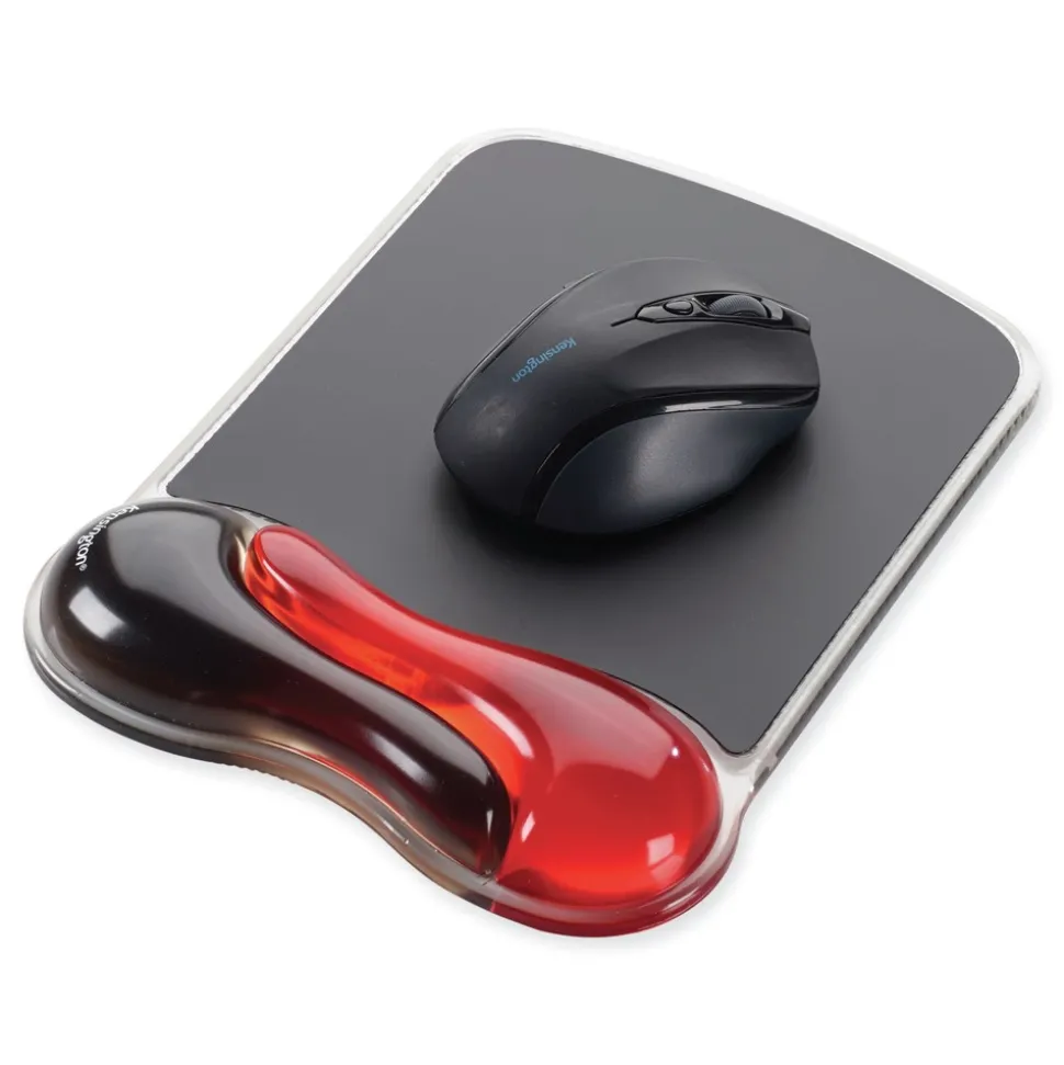 Kensington 9.37 x 13 Duo Gel Wave Mouse Pad with Wrist Rest - Red