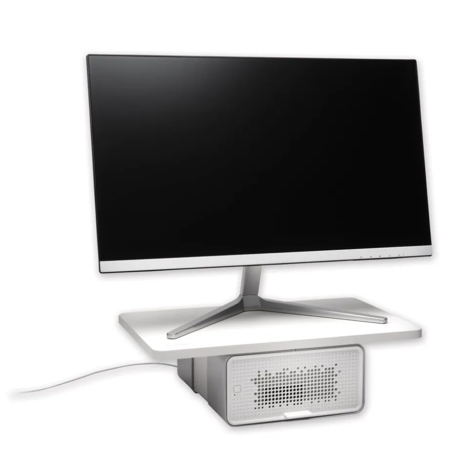 Kensington FreshView Wellness 22.5 in. x 11.5 in. x 5.4 in. Supports 200 lbs. Monitor Stand with Air Purifier, For 27-in Monitors - White