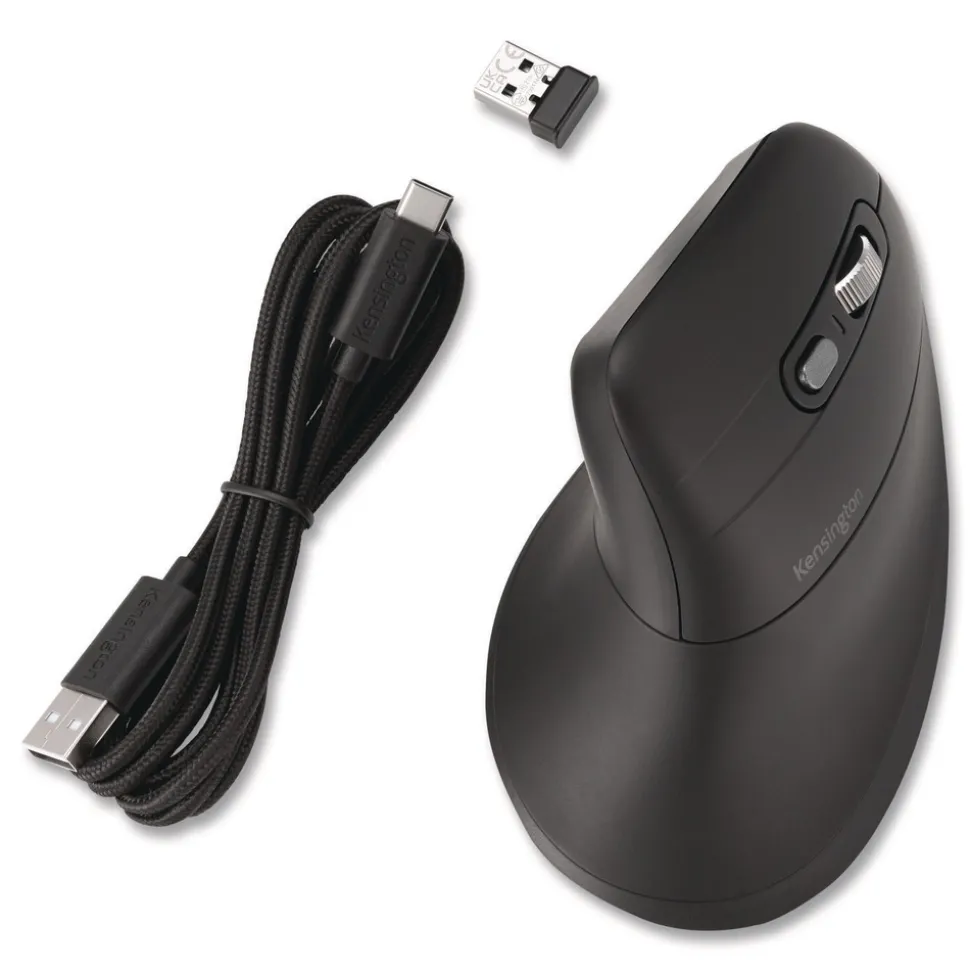 Kensington Pro Fit Ergo MY630 EQ Rechargeable Right-Hand Mouse with 2.4 GHz/30 ft. Wireless Range - Black
