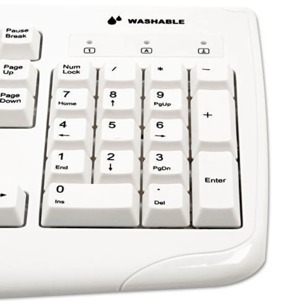 Kensington Pro Fit USB Washable Keyboard, 104 Keys - White