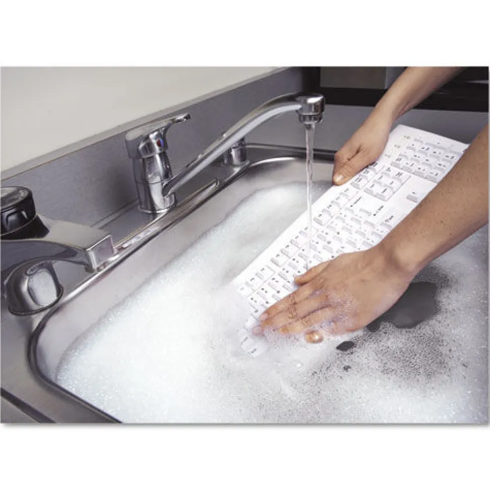 Kensington Pro Fit USB Washable Keyboard, 104 Keys - White