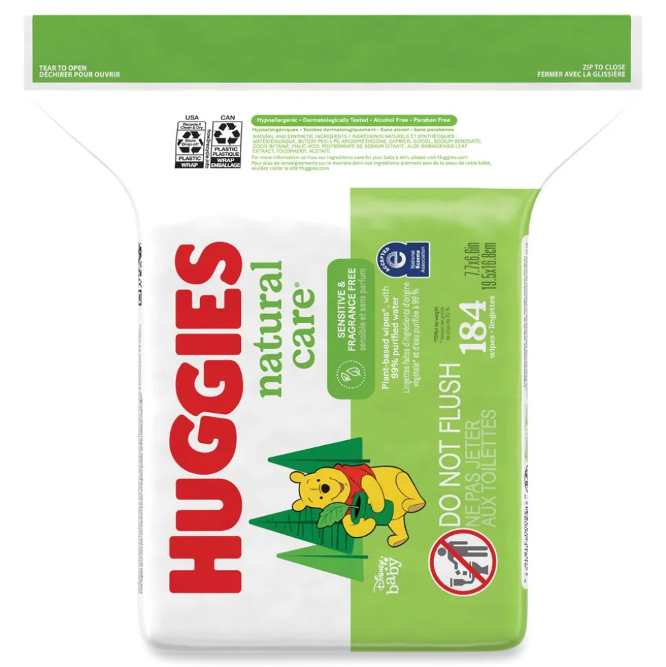 Kimberly-Clark Natural Care 3.88 in. x 6.6 in. 1-Ply Sensitive Baby Wipes - Unscented White (552/Carton)