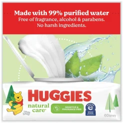 Kimberly-Clark Natural Care 3.88 in. x 6.6 in. 1-Ply Sensitive Baby Wipes - Unscented White (552/Carton)