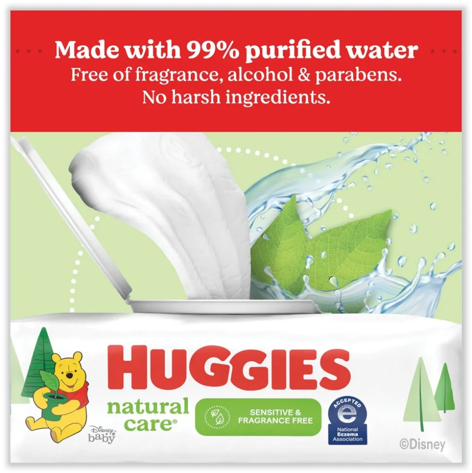 Kimberly-Clark Natural Care 3.88 in. x 6.6 in. 1-Ply Sensitive Baby Wipes - Unscented White (552/Carton)