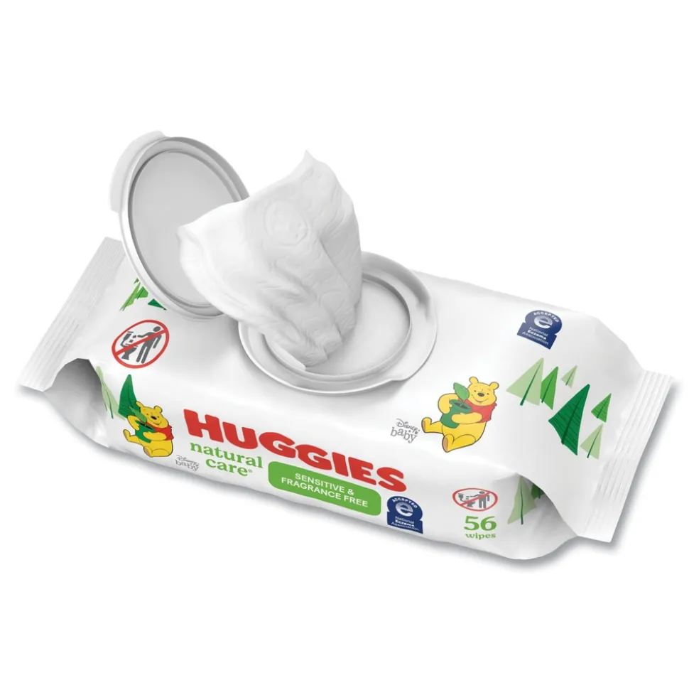 Kimberly-Clark Natural Care 3.88 in. x 6.6 in. 1-Ply Sensitive Baby Wipes - Unscented White (8/Carton)