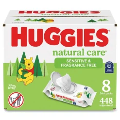 Kimberly-Clark Natural Care 3.88 in. x 6.6 in. 1-Ply Sensitive Baby Wipes - Unscented White (8/Carton)