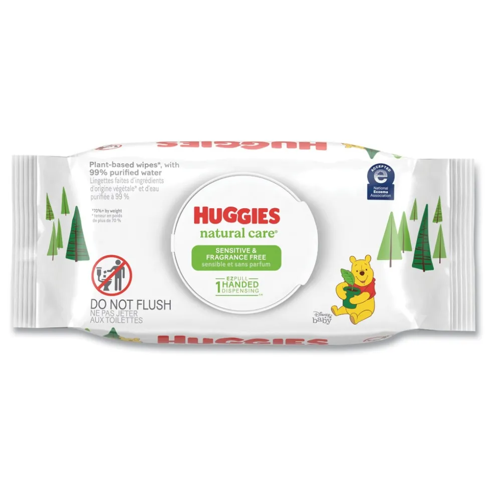 Kimberly-Clark Natural Care 3.88 in. x 6.6 in. 1-Ply Sensitive Baby Wipes - Unscented White (8/Carton)