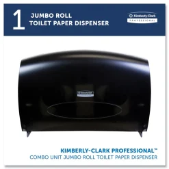 Kimberly-Clark Professional 20.4 in. x 5.8 in. x 13.1 in. Cored JRT Jumbo Combo Tissue Dispenser - Smoke/Gray