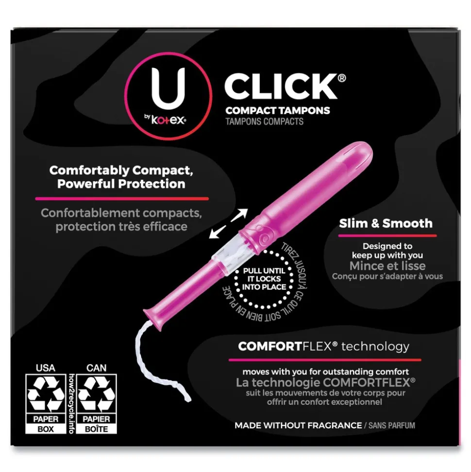 Kimberly-Clark U by Kotex Super Plus Absorbency Click Compact Tampons (8 Packs/Carton)