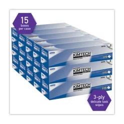 Kimtech Kimwipes 11.8 in. x 11.8 in. 3-Ply Delicate Task Wipers - Unscented, White (1785/Carton)