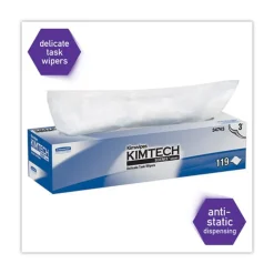 Kimtech Kimwipes 11.8 in. x 11.8 in. 3-Ply Delicate Task Wipers - Unscented, White (1785/Carton)
